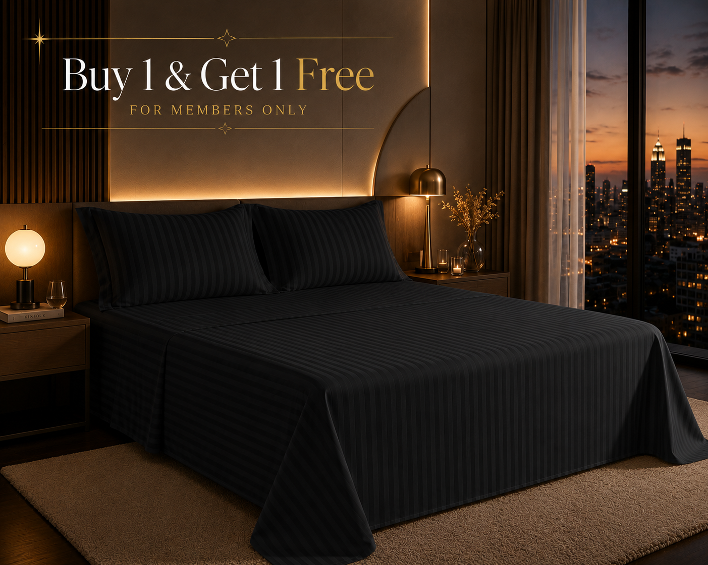 Dreamr Premium Hotel Stripe Fitted Bedsheet Set 4