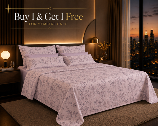 Dreamr Soft Botanical Blush Premium Fitted Bedsheet Set