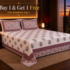 Dreamr Pink Orchard Jaipuri Pure South Cotton Flat Bedsheet Set - Pink Orchard