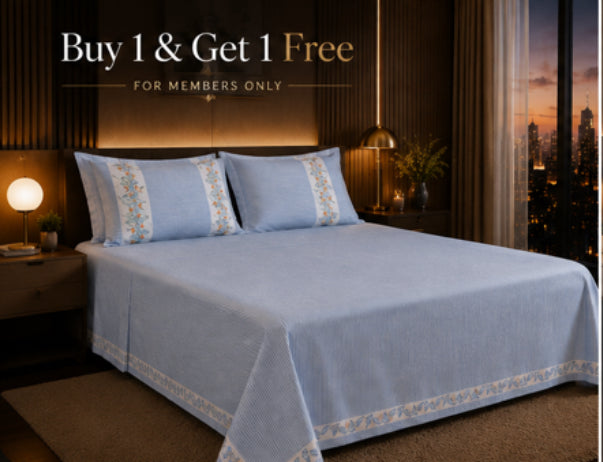 Dreamr Azure Vines Jaipuri Pure South Cotton Flat Bedsheet Set -  Azure Blue