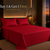 Dreamr Premium Hotel Stripe Fitted Bedsheet Set - Classic Red