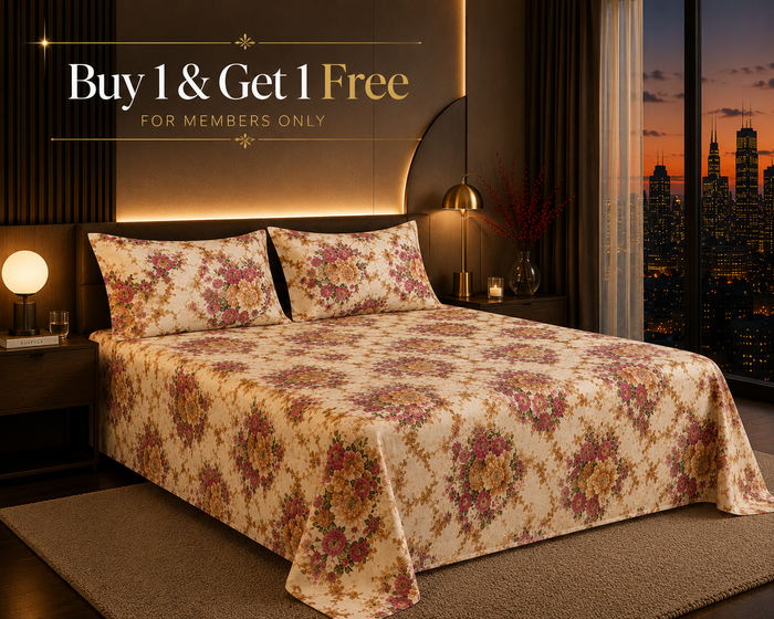 Dreamr Vintage Floral Premium Fitted Bedsheet Set