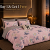 Dreamr Pink Blossom Premium Fitted Bedsheet Set