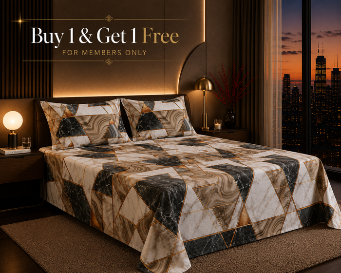 Dreamr Abstract Leaf Premium Fitted Bedsheet Set