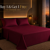 Dreamr Premium Hotel Stripe Fitted Bedsheet Set - Burgundy Wine