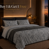 Dreamr Silver Floral Premium Fitted Bedsheet Set