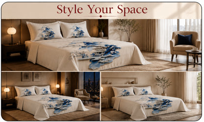 Dreamr DREAMLAND Bedsheet Set - Azure Serenity Pavilion