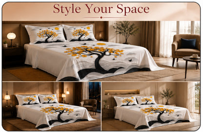 Dreamr DREAMLAND Bedsheet Set - Golden Blossom Tree