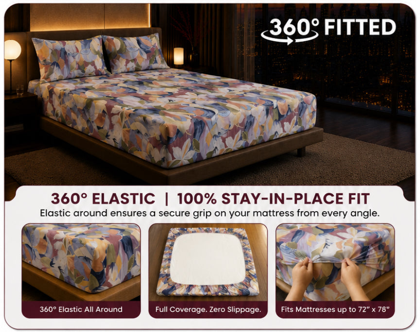 Dreamr Marble Geometry Premium Fitted Bedsheet Set