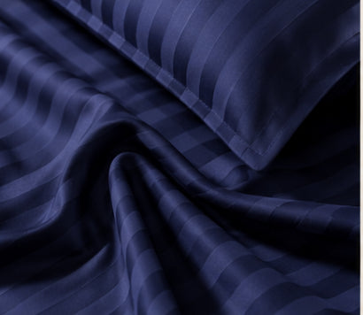 Dreamr Premium Hotel Stripe Fitted Bedsheet Set - Royal Blue