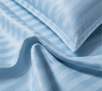 Dreamr Premium Hotel Stripe Fitted Bedsheet Set - Ice Blue