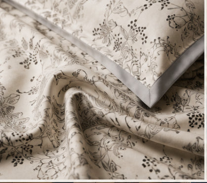 Dreamr Grey Botanical Premium Fitted Bedsheet Set