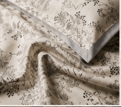 Dreamr Grey Botanical Premium Fitted Bedsheet Set