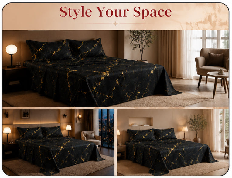Dreamr Royal Luxury  Bedsheet – Obsidian Luxe
