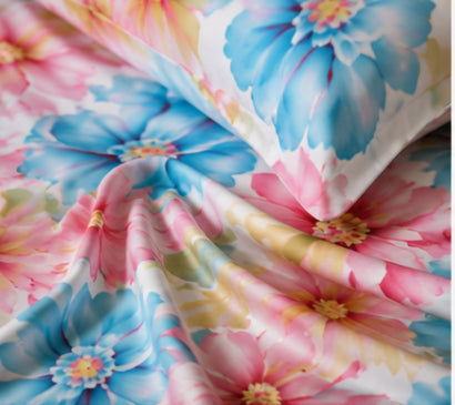 Dreamr Watercolor Blossom Premium Fitted Bedsheet Set