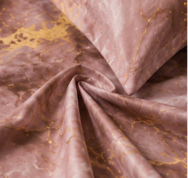 Dreamr Rose Gold Marble Premium Fitted Bedsheet Set