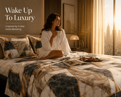 Dreamr Abstract Leaf Premium Fitted Bedsheet Set