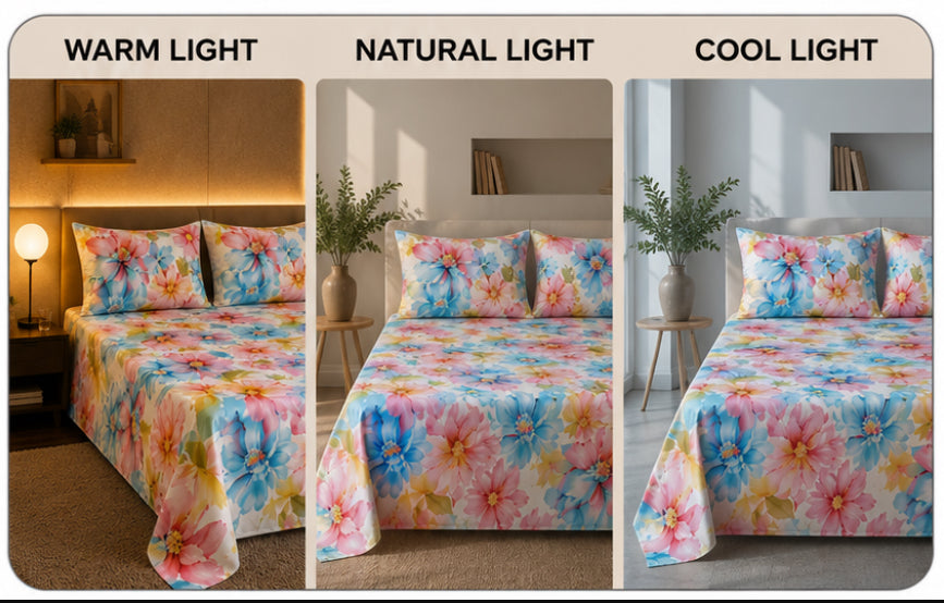 Dreamr Watercolor Blossom Premium Fitted Bedsheet Set