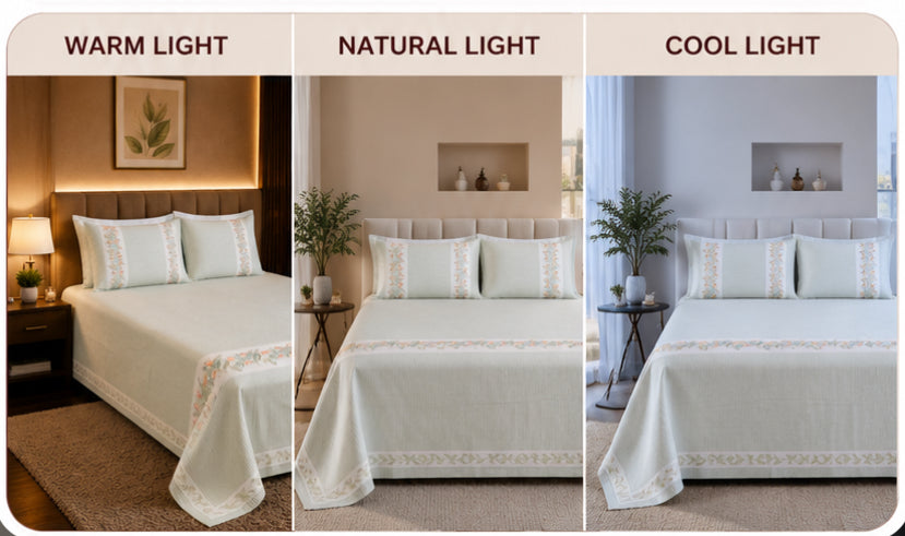 Dreamr Sage Meadow Jaipuri Pure South Cotton Flat Bedsheet Set - Sage Green