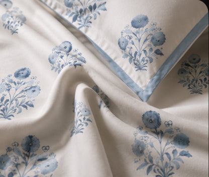 Indigo Heritage Handblock Percale Cotton Bedsheet Set
