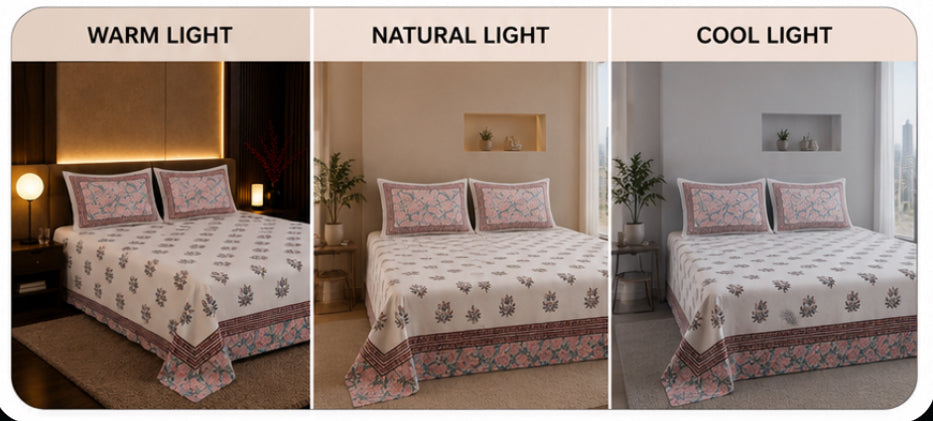 Dreamr Pink Orchard Jaipuri Pure South Cotton Flat Bedsheet Set - Pink Orchard