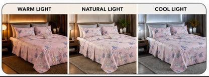 Dreamr Pink Blossom Premium Fitted Bedsheet Set
