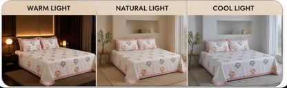 Wildflower Bloom Handblock Percale Cotton Bedsheet Set