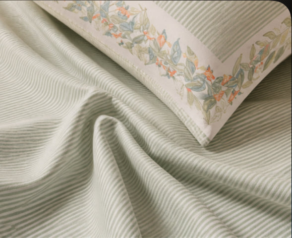 Dreamr Sage Meadow Jaipuri Pure South Cotton Flat Bedsheet Set - Sage Green