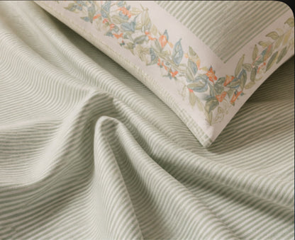 Dreamr Sage Meadow Jaipuri Pure South Cotton Flat Bedsheet Set - Sage Green