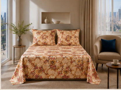 Dreamr Vintage Floral Premium Fitted Bedsheet Set
