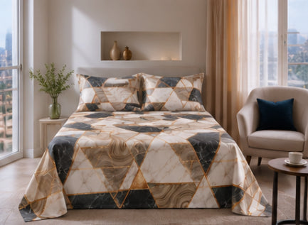 Dreamr Abstract Leaf Premium Fitted Bedsheet Set