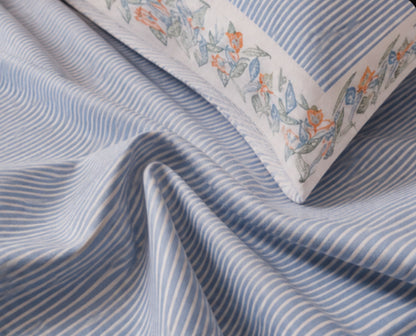Dreamr Azure Vines Jaipuri Pure South Cotton Flat Bedsheet Set -  Azure Blue