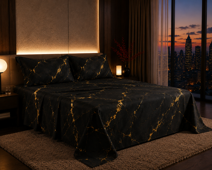 Dreamr Royal Luxury  Bedsheet – Obsidian Luxe