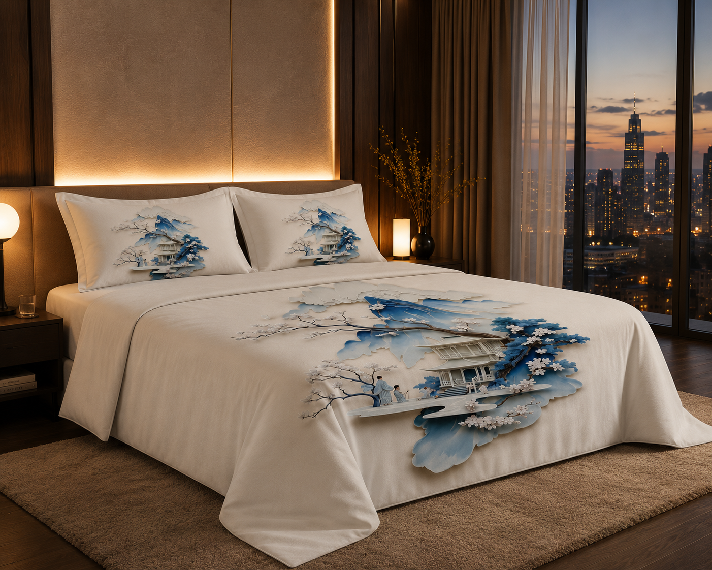 Dreamr DREAMLAND Bedsheet Set - Azure Serenity Pavilion