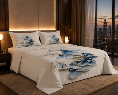 Dreamr DREAMLAND Bedsheet Set - Azure Serenity Pavilion