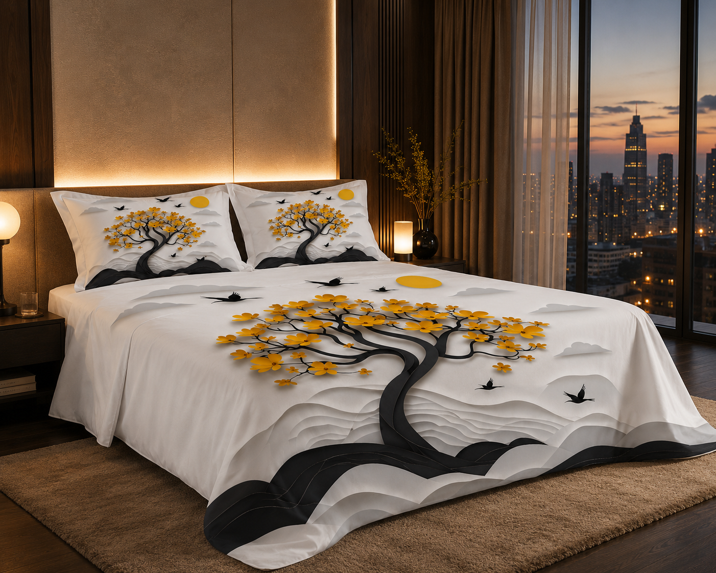 Dreamr DREAMLAND Bedsheet Set - Golden Blossom Tree