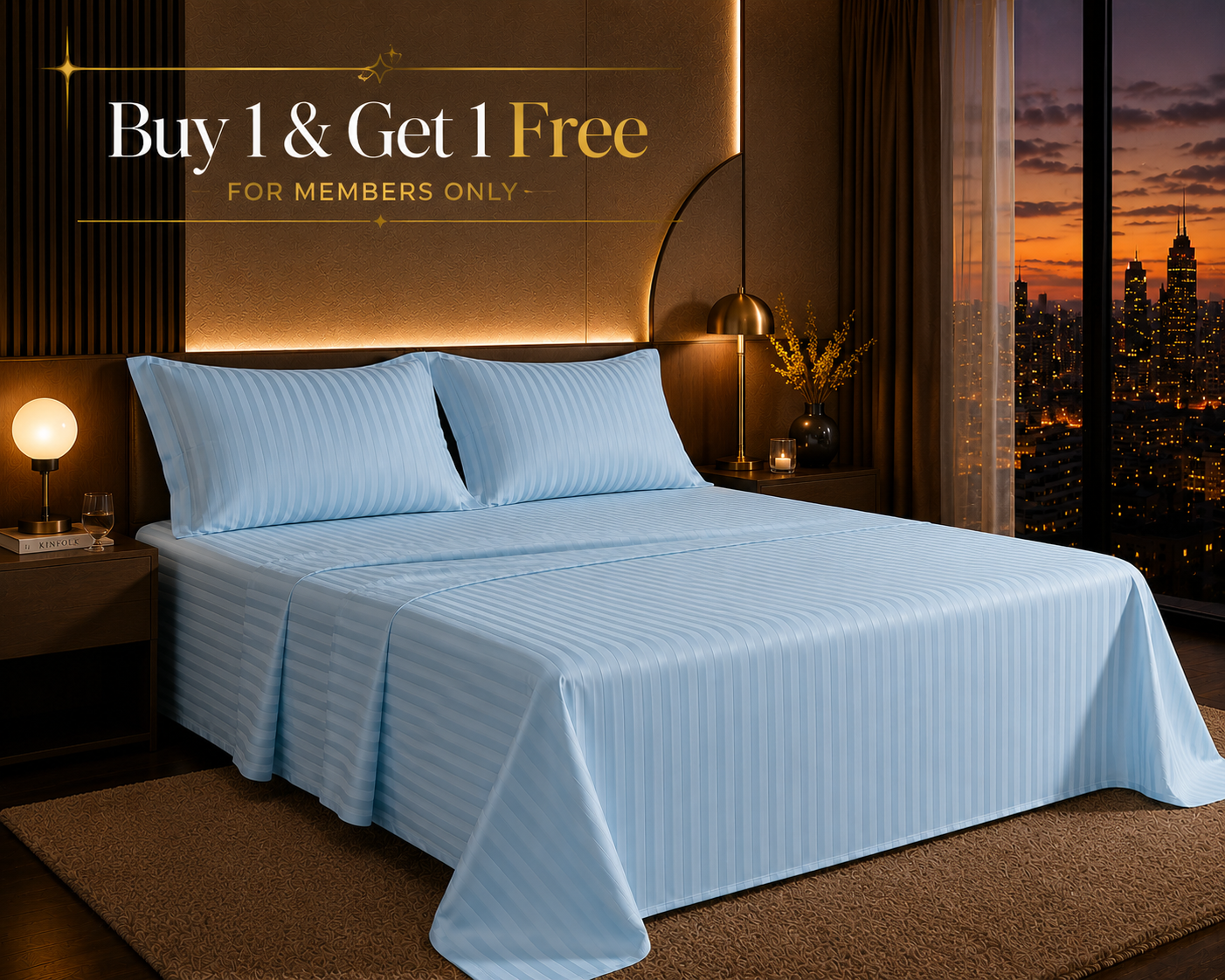 Dreamr Premium Hotel Stripe Fitted Bedsheet Set 4
