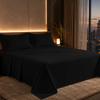 Dreamr Premium Hotel Stripe Fitted Bedsheet Set - Midnight Black