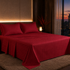 Dreamr Premium Hotel Stripe Fitted Bedsheet Set - Classic Red