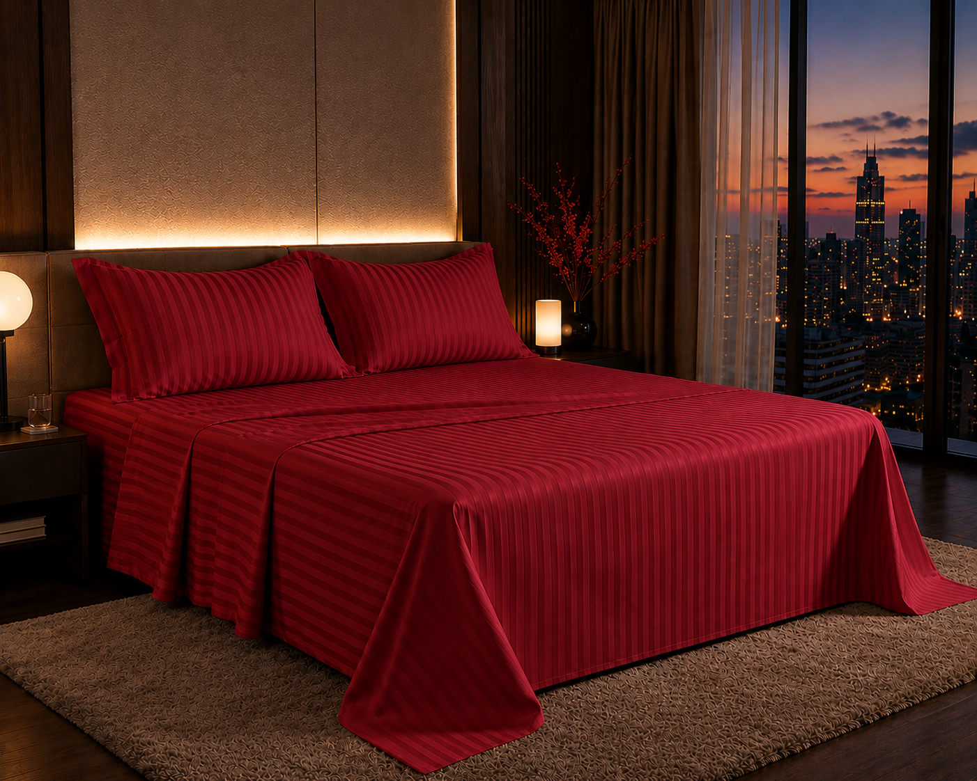Dreamr Premium Hotel Stripe Fitted Bedsheet Set