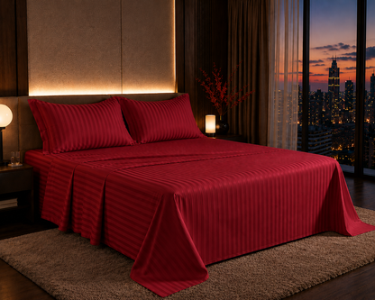 Dreamr Premium Hotel Stripe Fitted Bedsheet Set
