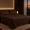 Dreamr Premium Hotel Stripe Fitted Bedsheet Set - Cocoa Brown