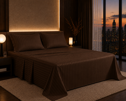Dreamr Premium Hotel Stripe Fitted Bedsheet Set