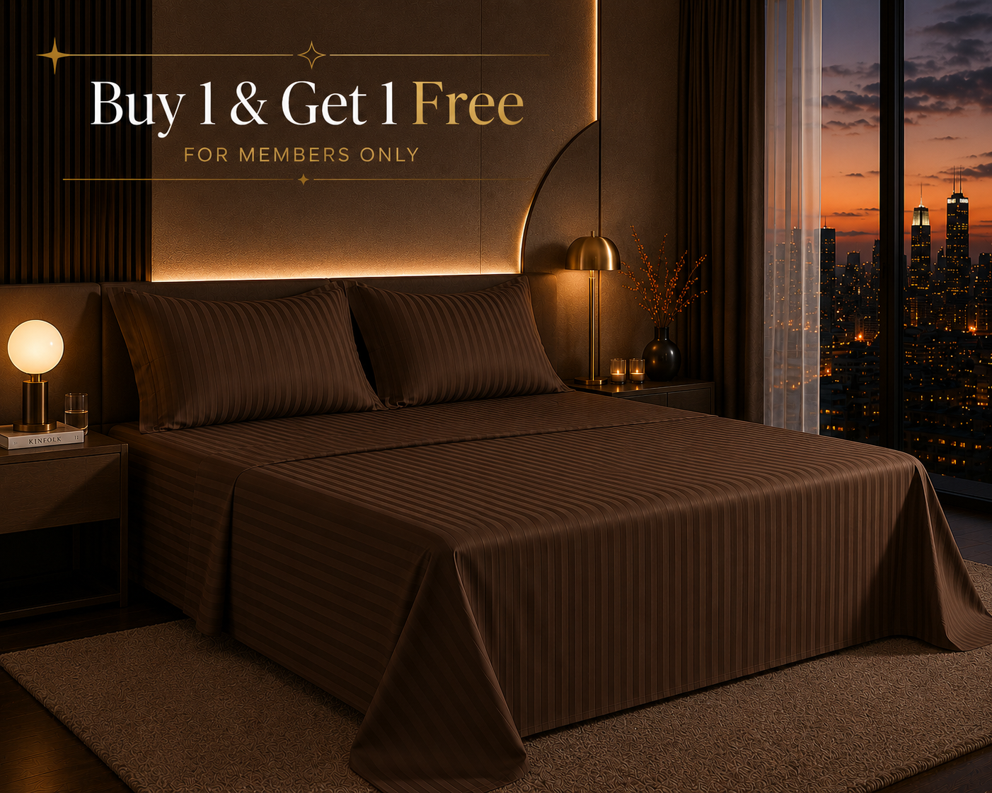 Dreamr Premium Hotel Stripe Fitted Bedsheet Set 4