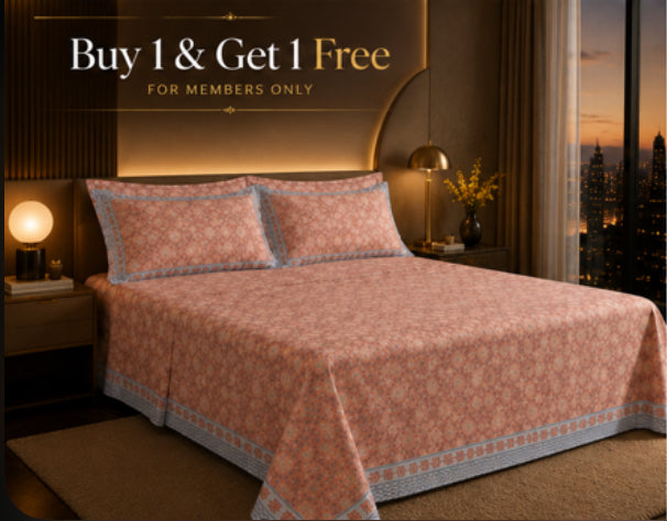 Rosewood Garden Handblock Percale Cotton Bedsheet Set