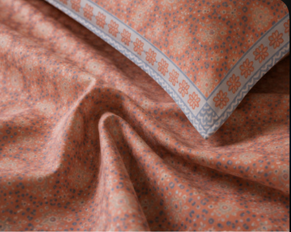 Rosewood Garden Handblock Percale Cotton Bedsheet Set