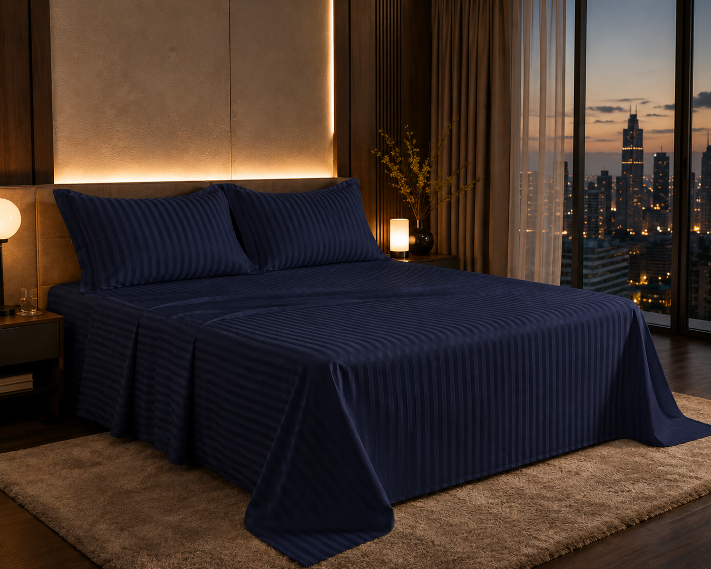 Dreamr Premium Hotel Stripe Fitted Bedsheet Set
