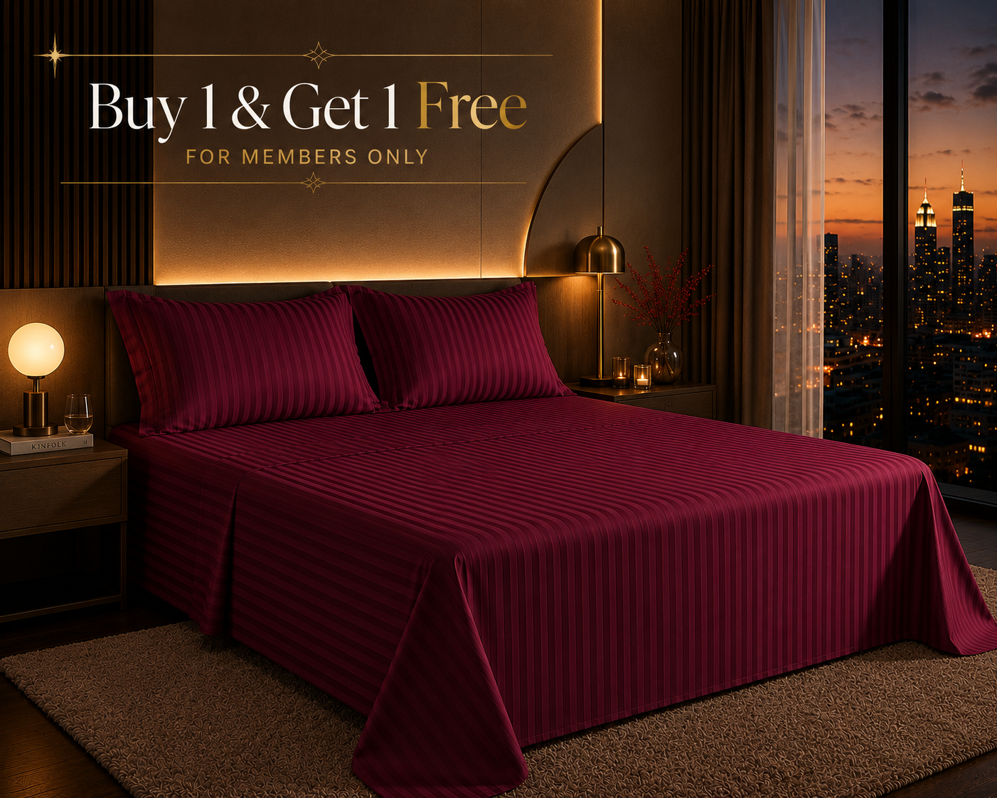 Dreamr Premium Hotel Stripe Fitted Bedsheet Set 4