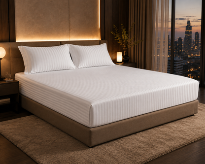 Dreamr Premium Hotel Stripe Fitted Bedsheet Set