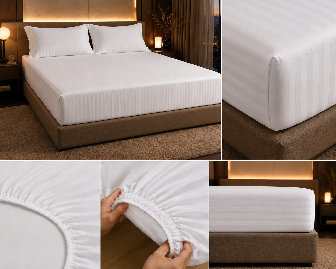 Dreamr Premium Hotel Stripe Fitted Bedsheet Set